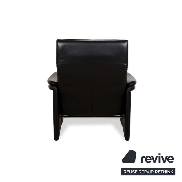 Erpo Chalet Leather Armchair Set Black Stool