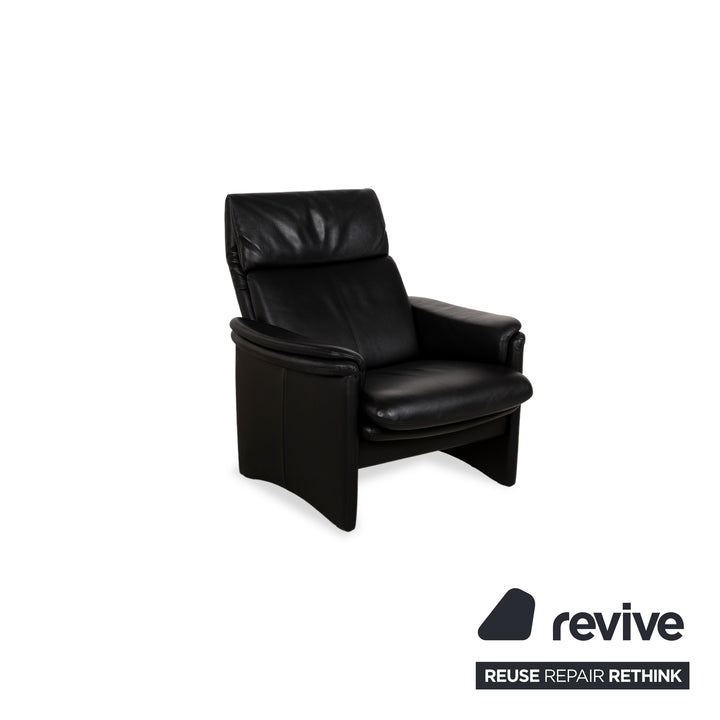 Erpo Chalet Leather Armchair Set Black Stool