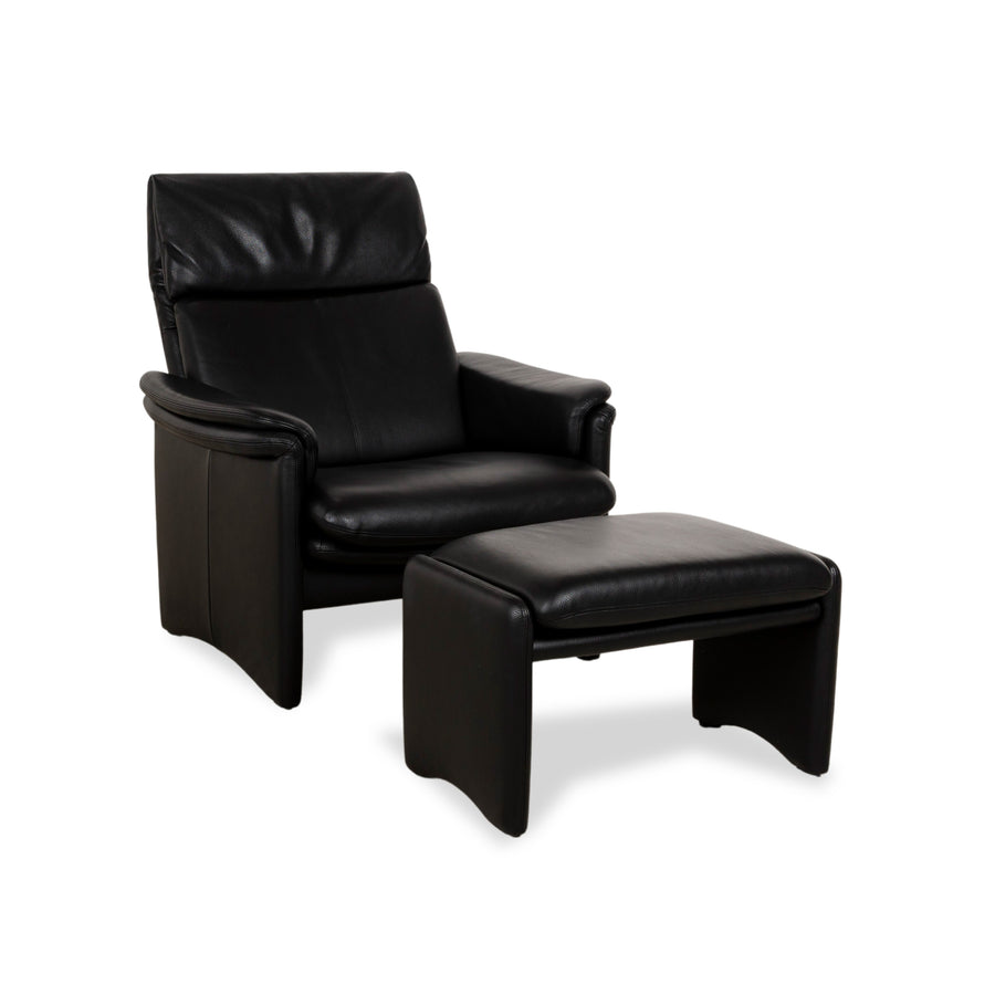 Erpo Chalet Leather Armchair Set Black Stool