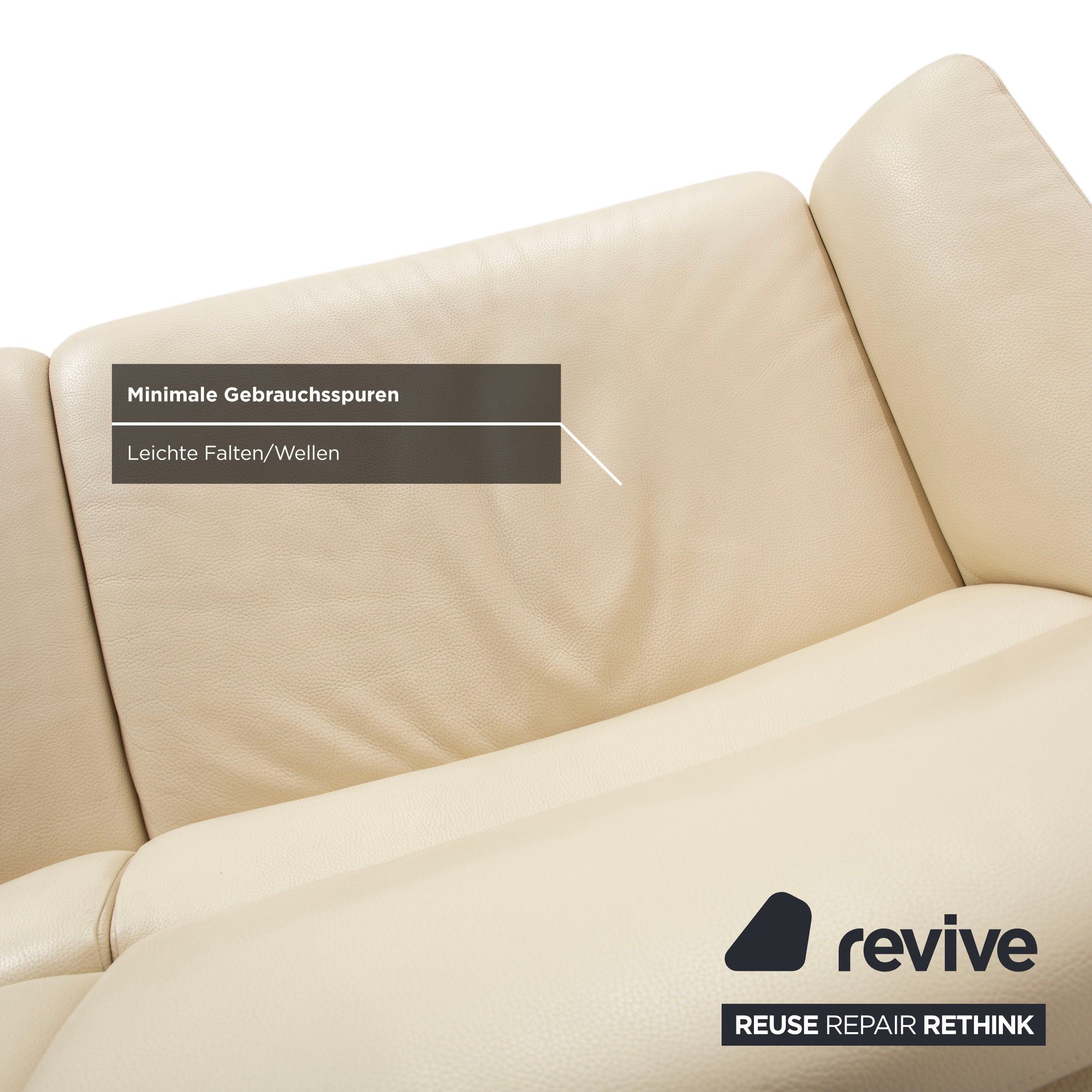 Erpo Chalet Leder Zweisitzer Creme Beige Sofa Couch manuelle Funktion