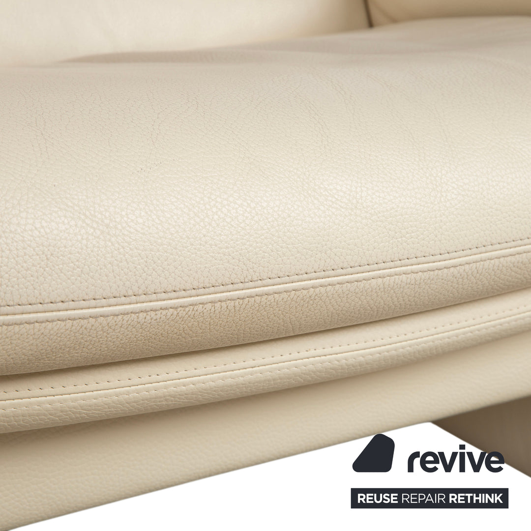 Erpo Chalet Leder Zweisitzer Creme Beige Sofa Couch manuelle Funktion