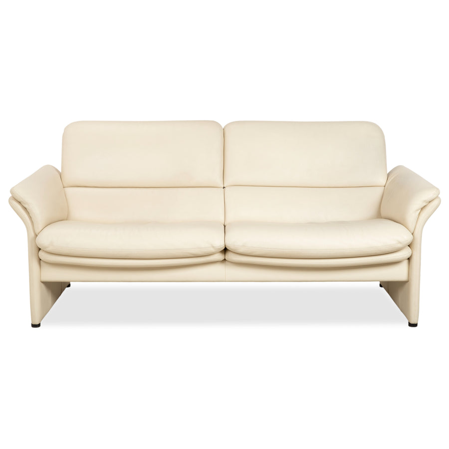 Erpo Chalet Leder Zweisitzer Creme Beige Sofa Couch manuelle Funktion