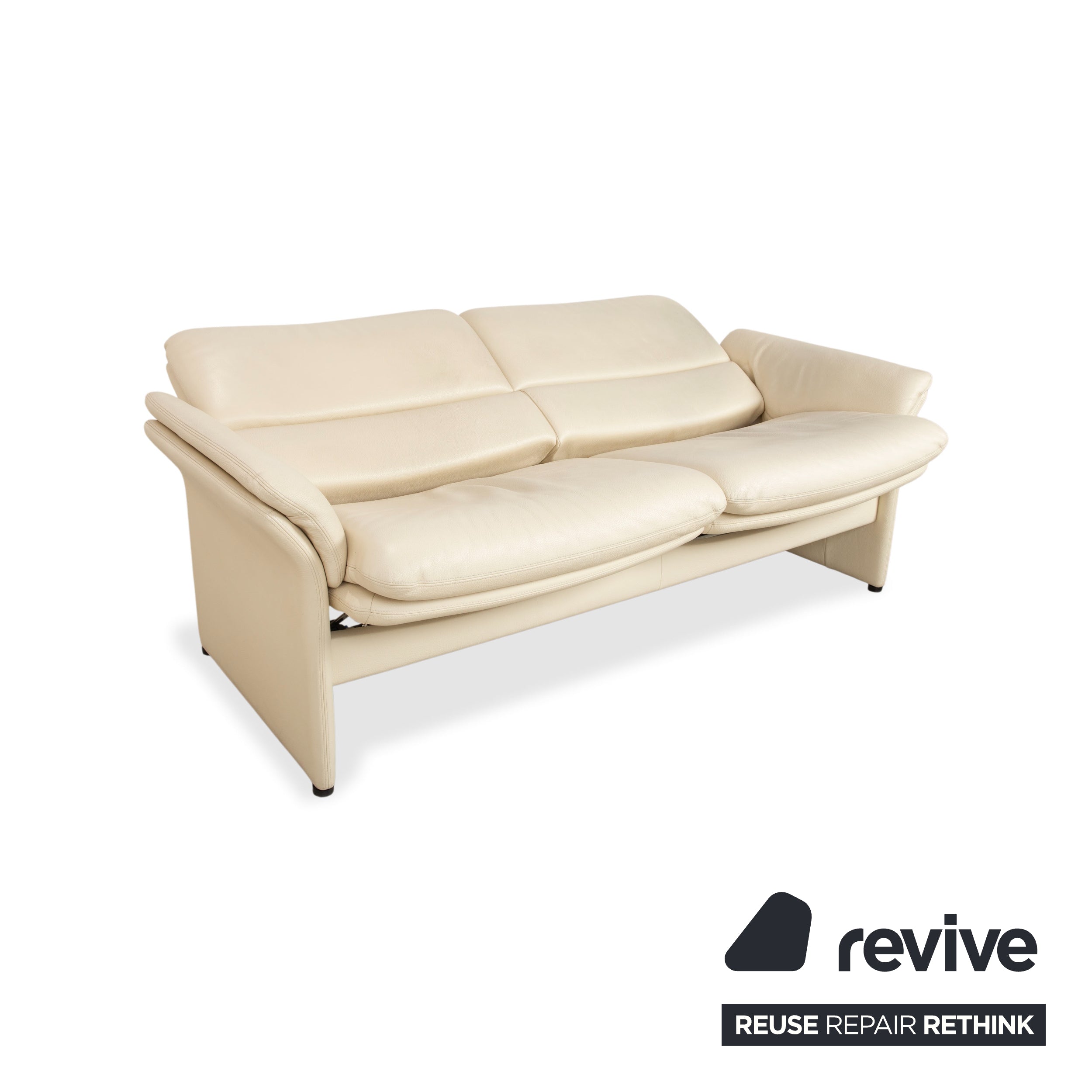 Erpo Chalet Leder Zweisitzer Creme Beige Sofa Couch manuelle Funktion
