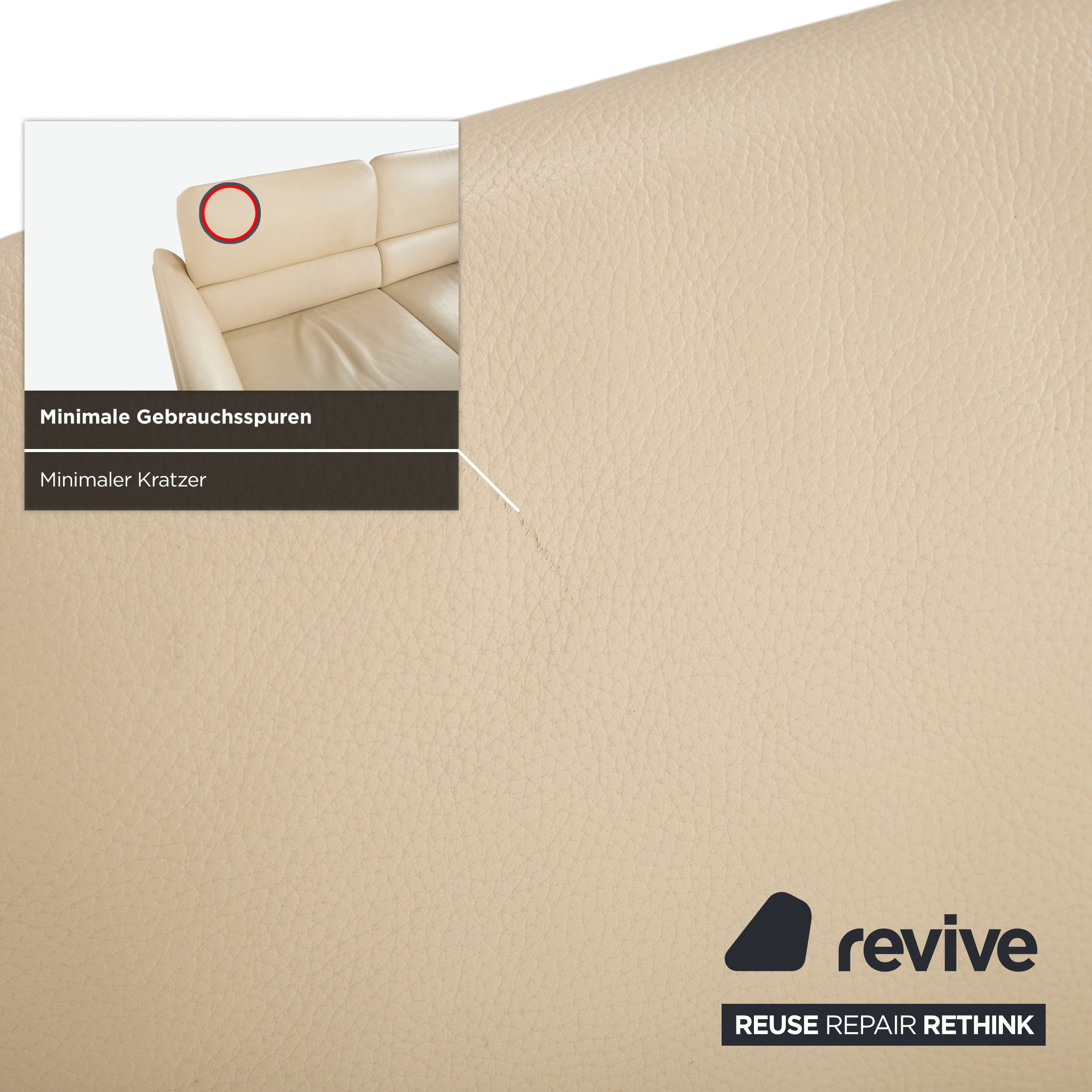Erpo Chalet Leather Two-Seater Cream Beige Sofa Manual Function