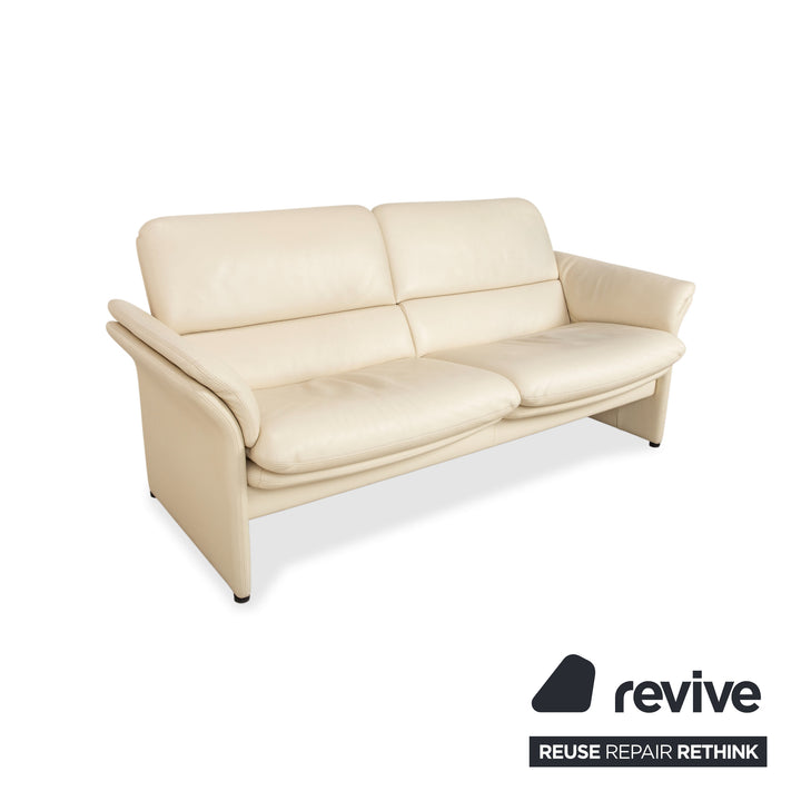 Erpo Chalet Leder Zweisitzer Creme Beige Sofa Couch manuelle Funktion
