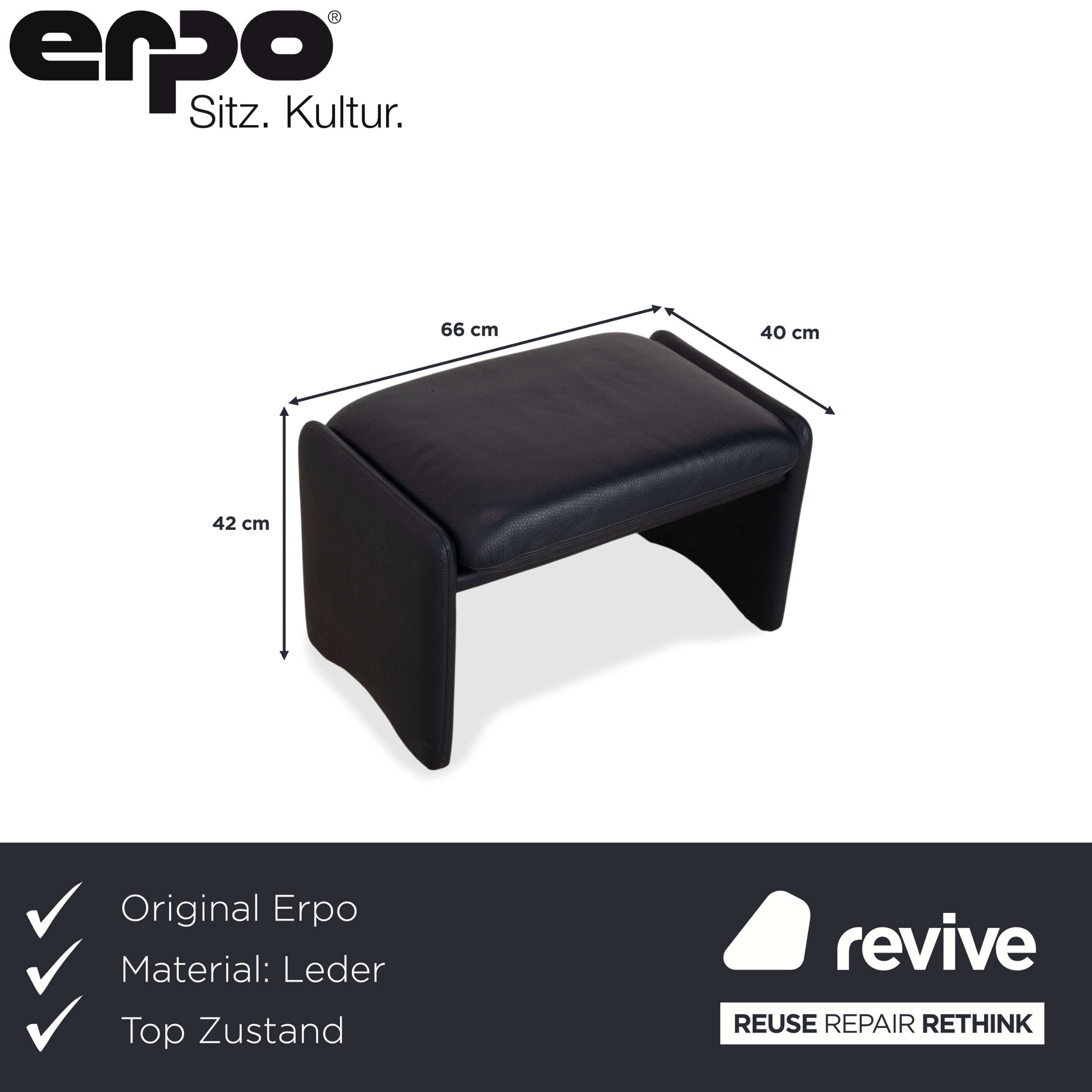 Erpo City Leder Hocker Blau Dunkelblau Marine