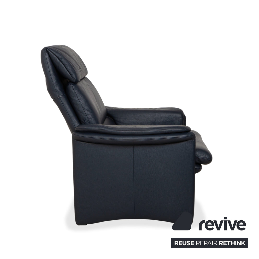 Erpo City Leather Armchair Blue Dark Blue Navy Manual Function