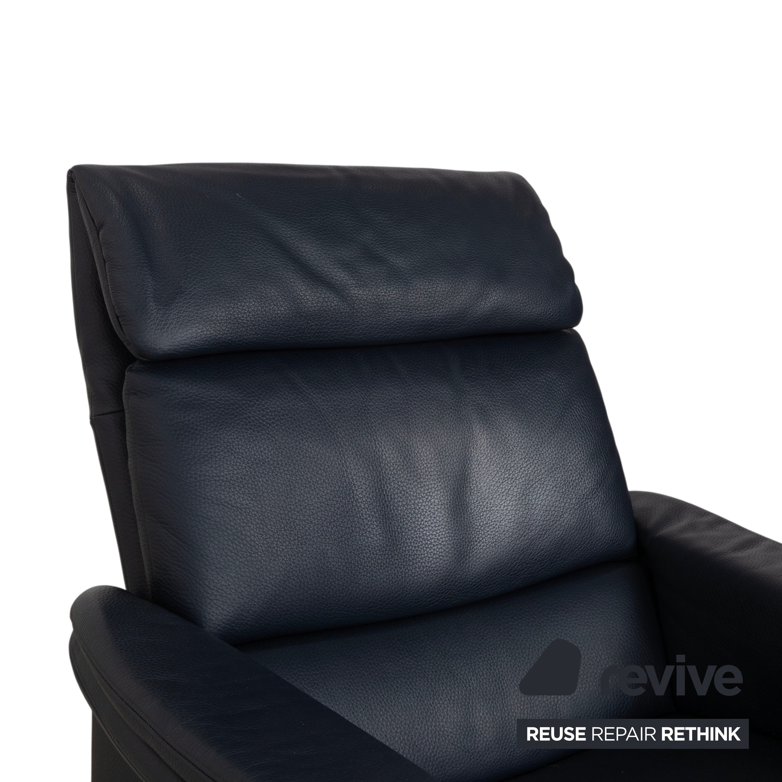 Fauteuil en cuir Erpo City bleu marine, bleu foncé, bleu marine, à commande manuelle