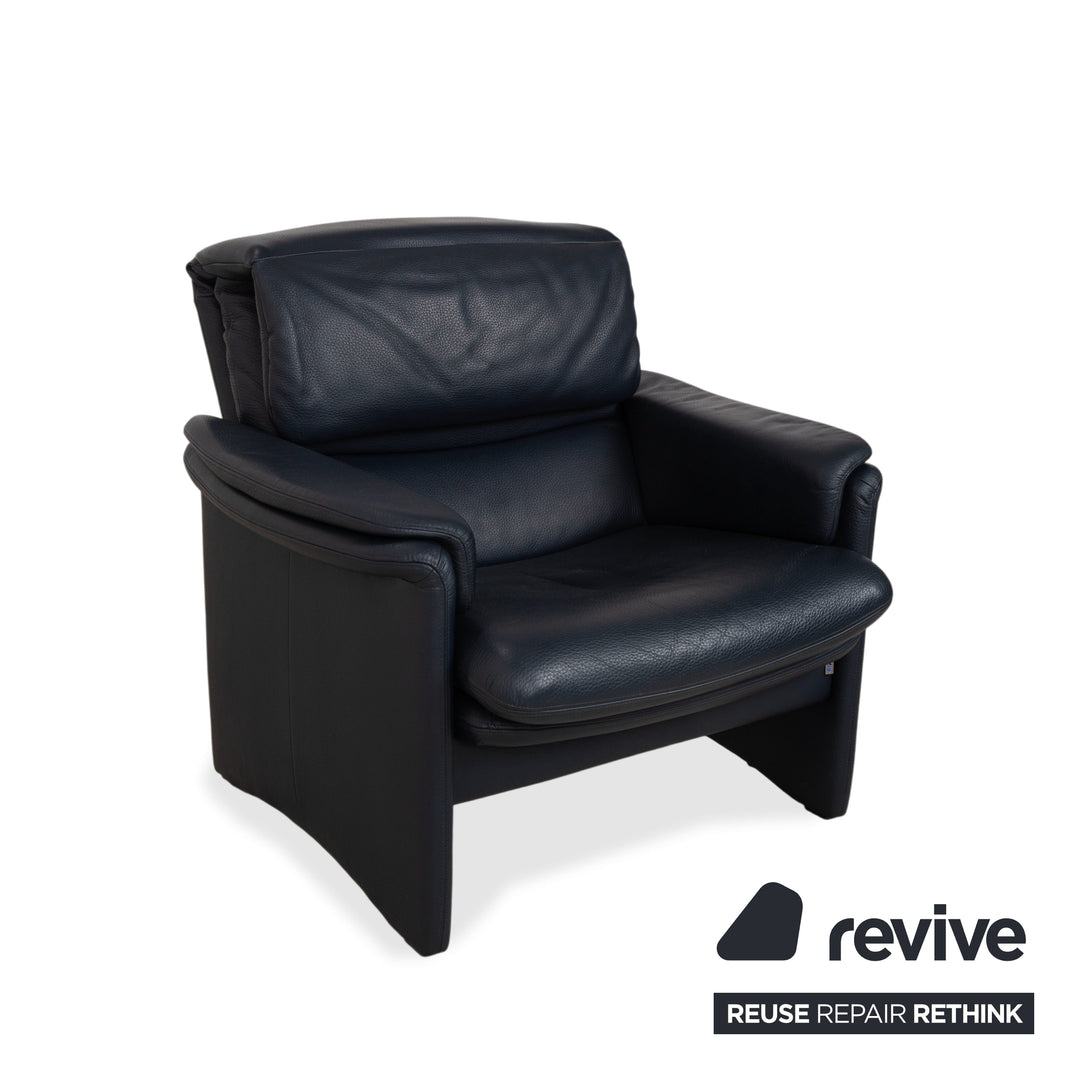 Erpo City Leather Armchair Blue Dark Blue Navy Manual Function