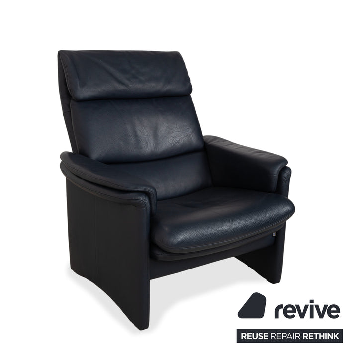 Erpo City Leather Armchair Blue Dark Blue Navy Manual Function
