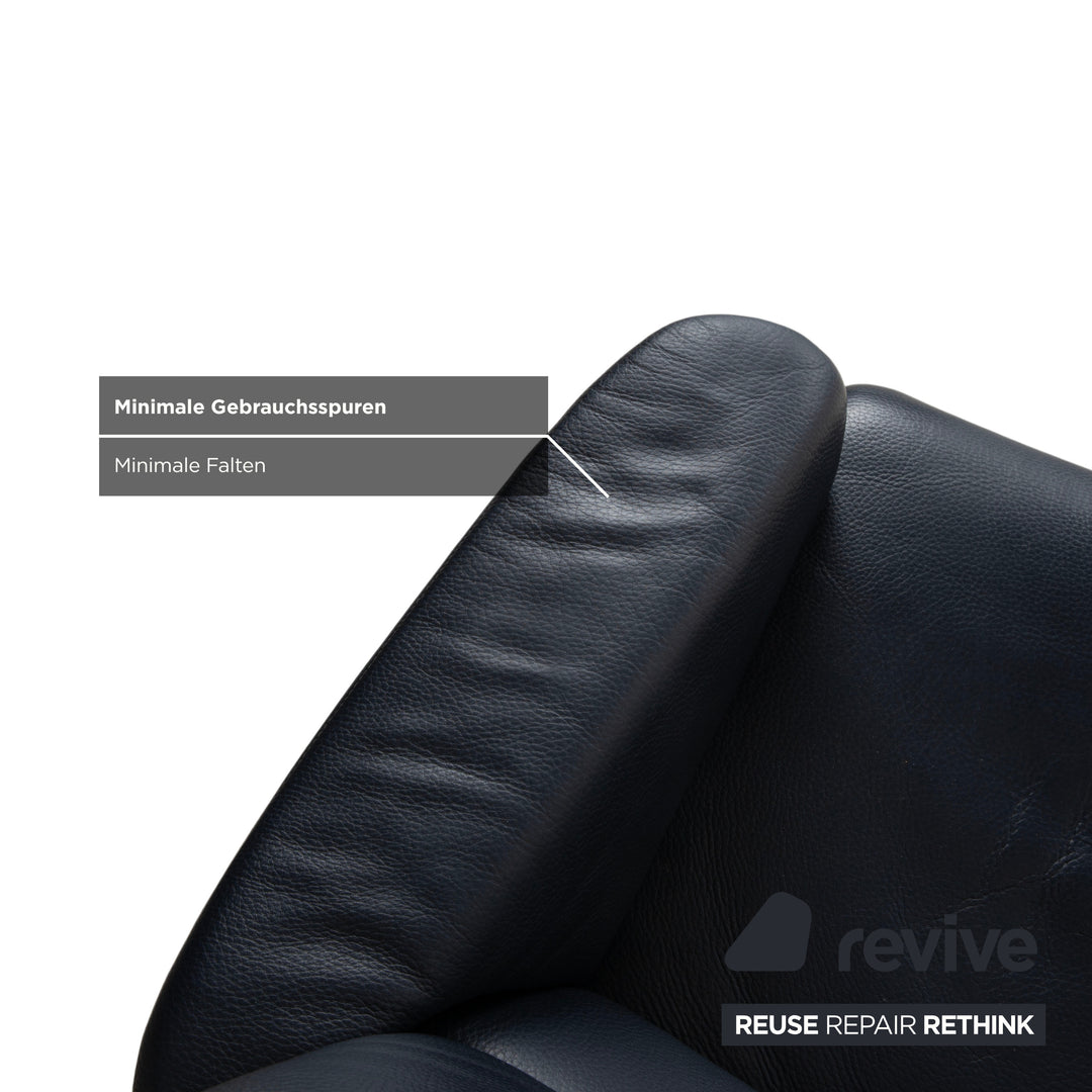 Erpo City Leather Armchair Blue Dark Blue Navy Manual Function