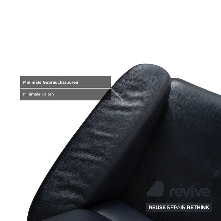 Erpo City Leather Armchair Blue Dark Blue Navy Manual Function
