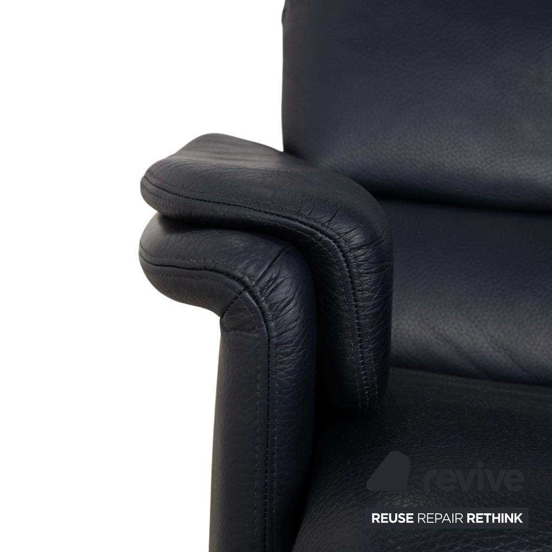Erpo City Leather Armchair Blue Dark Blue Navy Manual Function