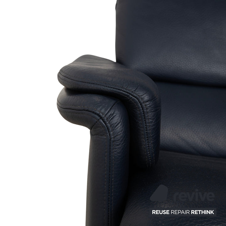 Erpo City Leather Armchair Blue Dark Blue Navy Manual Function