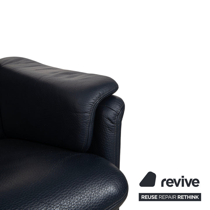 Erpo City Leather Armchair Blue Dark Blue Navy Manual Function