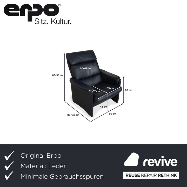 Erpo City Leather Armchair Blue Dark Blue Navy Manual Function