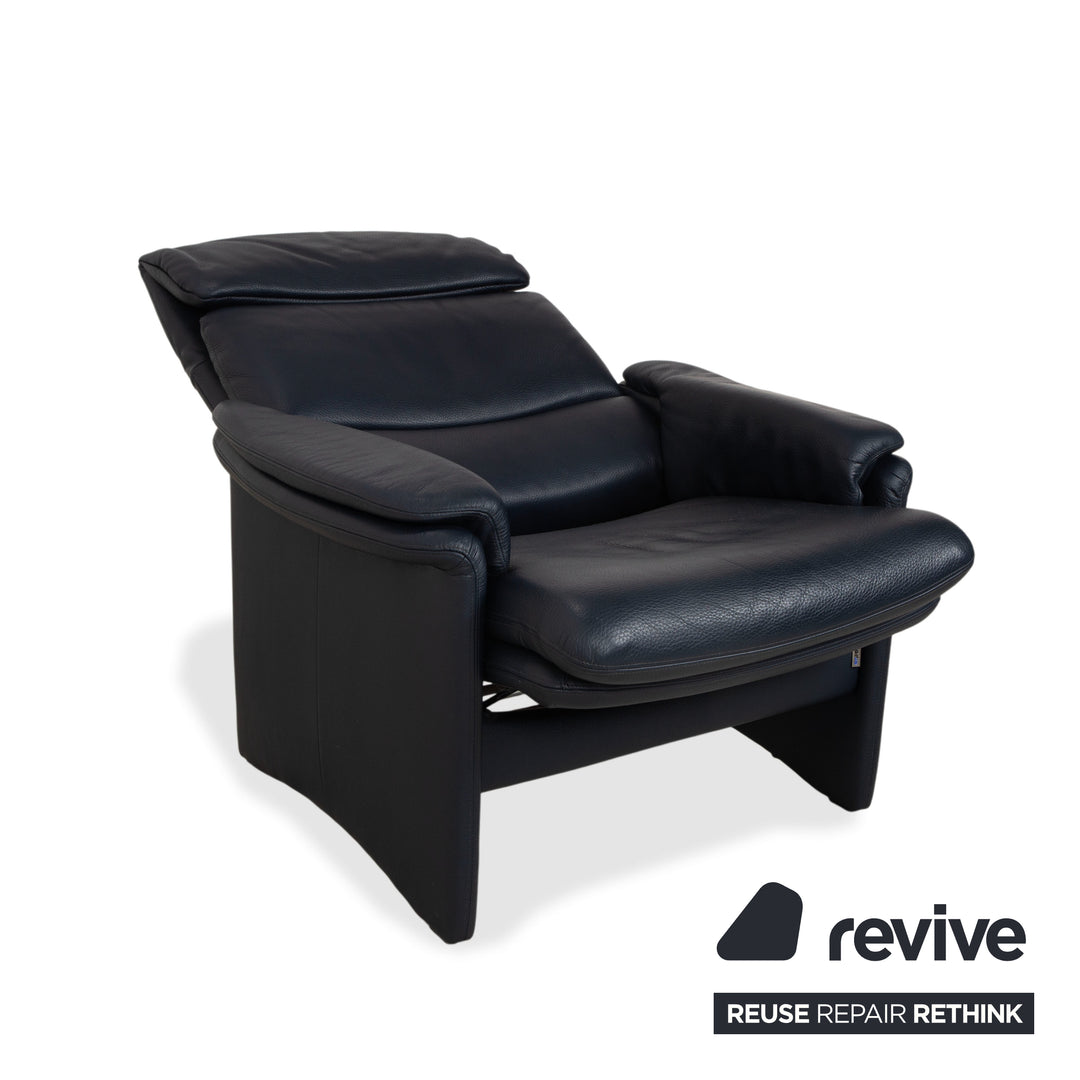 Erpo City Leather Armchair Blue Dark Blue Navy Manual Function