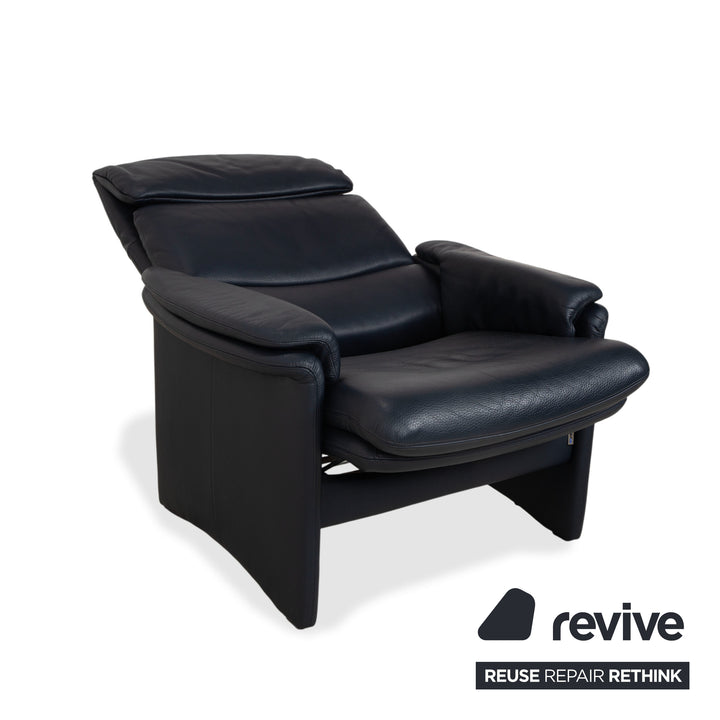 Erpo City Leather Armchair Blue Dark Blue Navy Manual Function