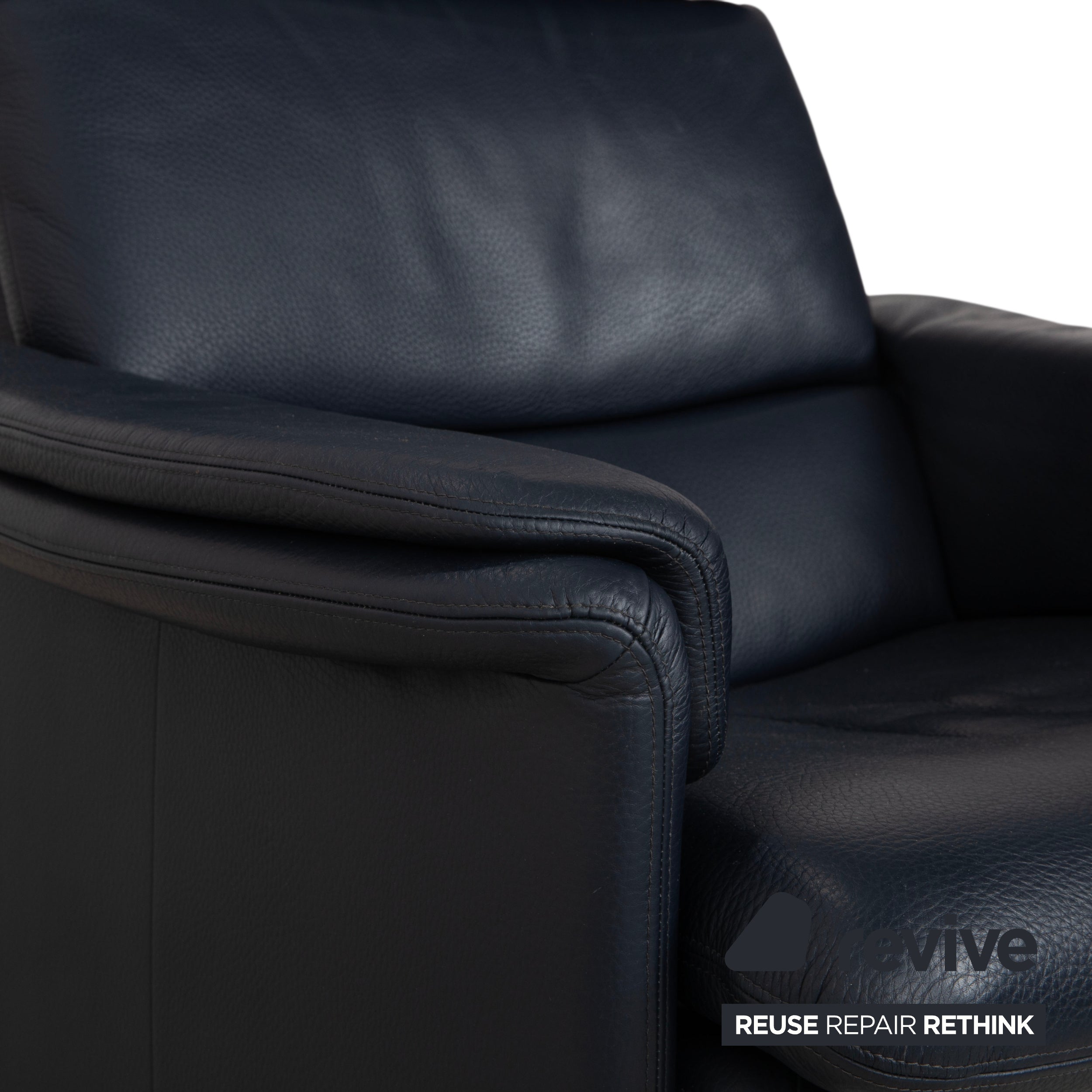 Fauteuil en cuir Erpo City bleu marine, bleu foncé, bleu marine, à commande manuelle