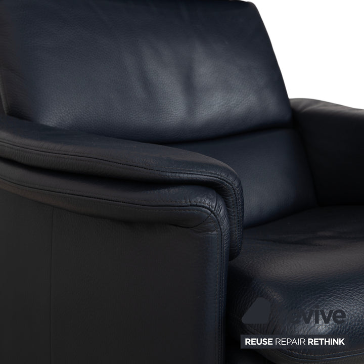 Erpo City Leather Armchair Blue Dark Blue Navy Manual Function