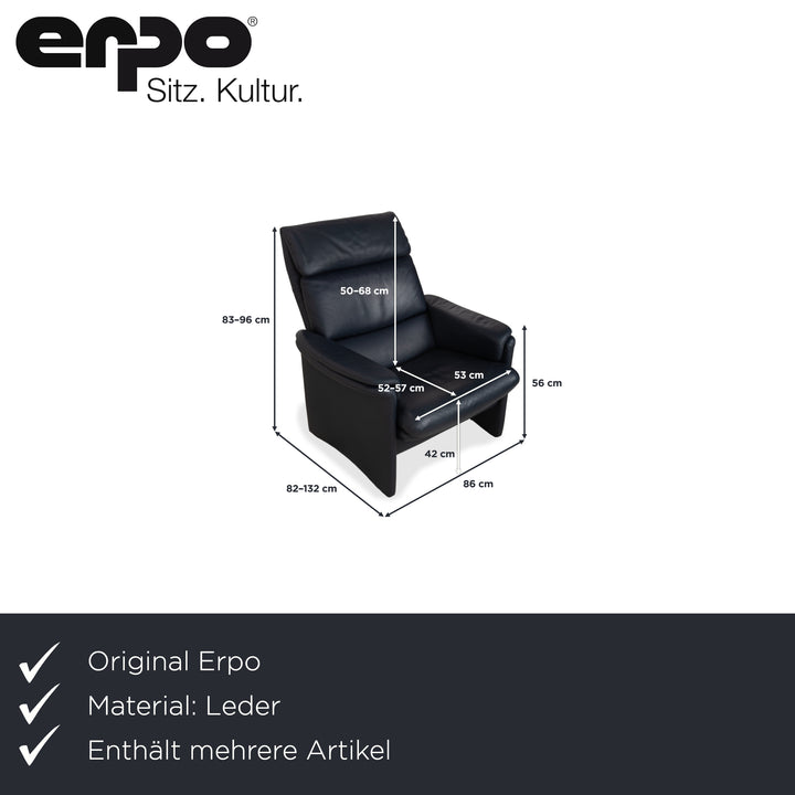 Fauteuil en cuir Erpo City, tabouret bleu marine, bleu foncé, à commande manuelle