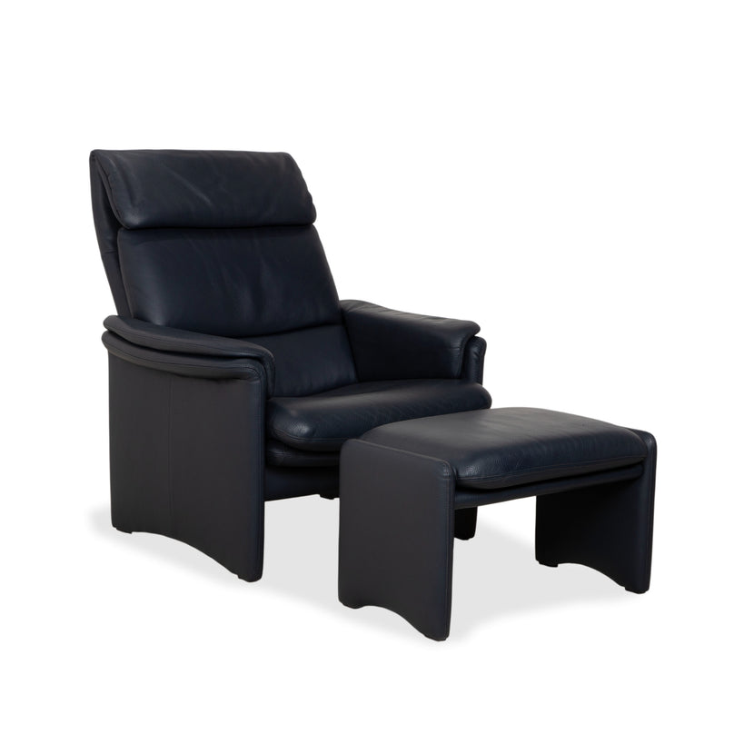 Erpo City Leder Sessel Hocker Blau Dunkelblau Marine manuelle Funktion