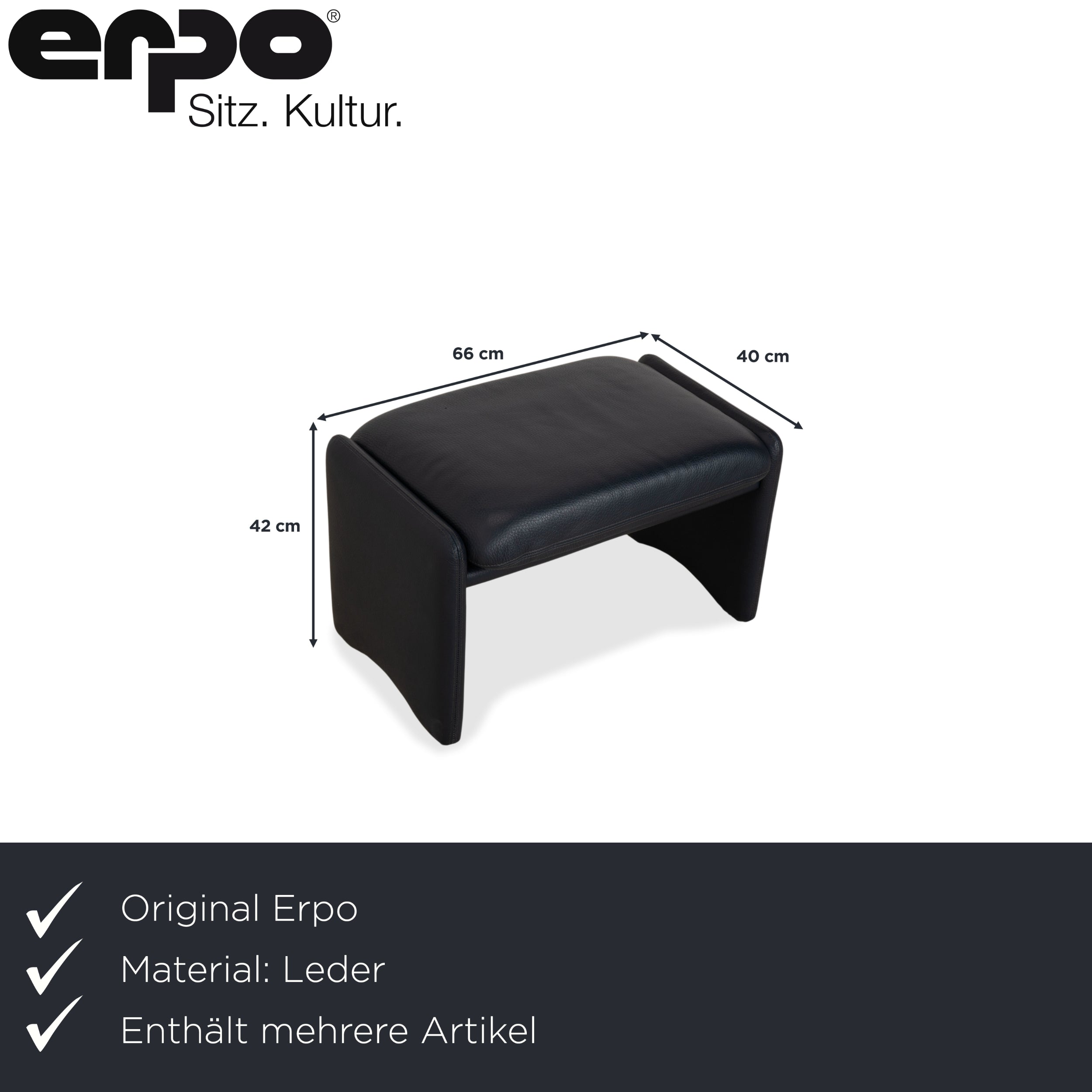 Erpo City Leder Sessel Hocker Blau Dunkelblau Marine manuelle Funktion