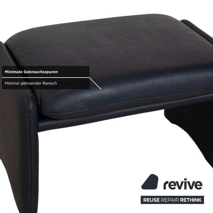 Fauteuil en cuir Erpo City, tabouret bleu marine, bleu foncé, à commande manuelle