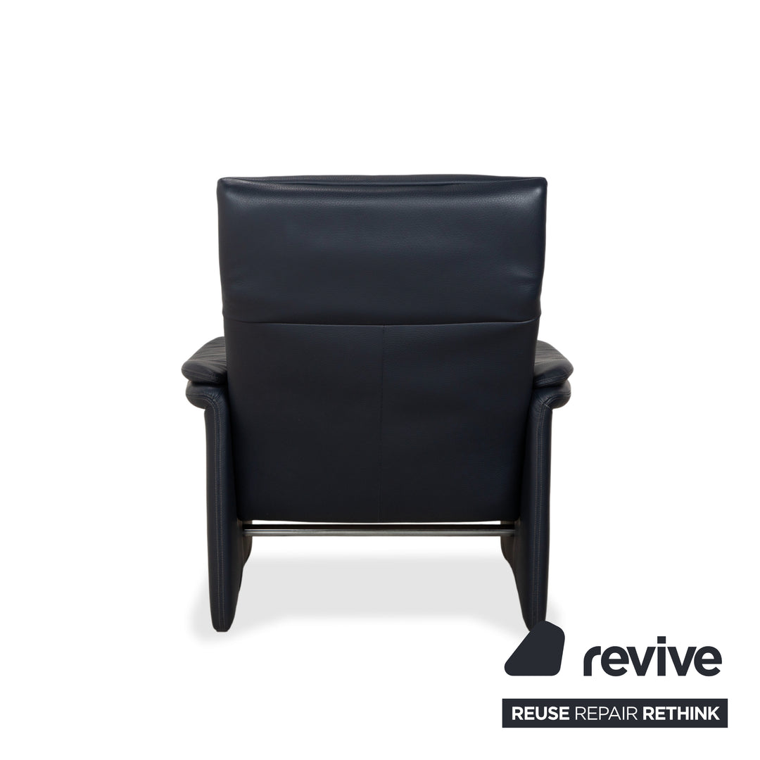 Fauteuil en cuir Erpo City, tabouret bleu marine, bleu foncé, à commande manuelle
