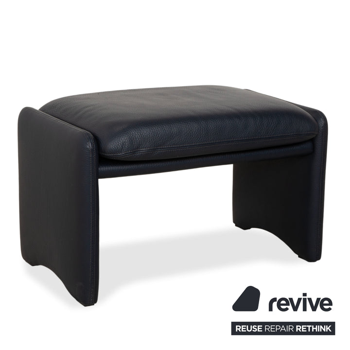 Fauteuil en cuir Erpo City, tabouret bleu marine, bleu foncé, à commande manuelle