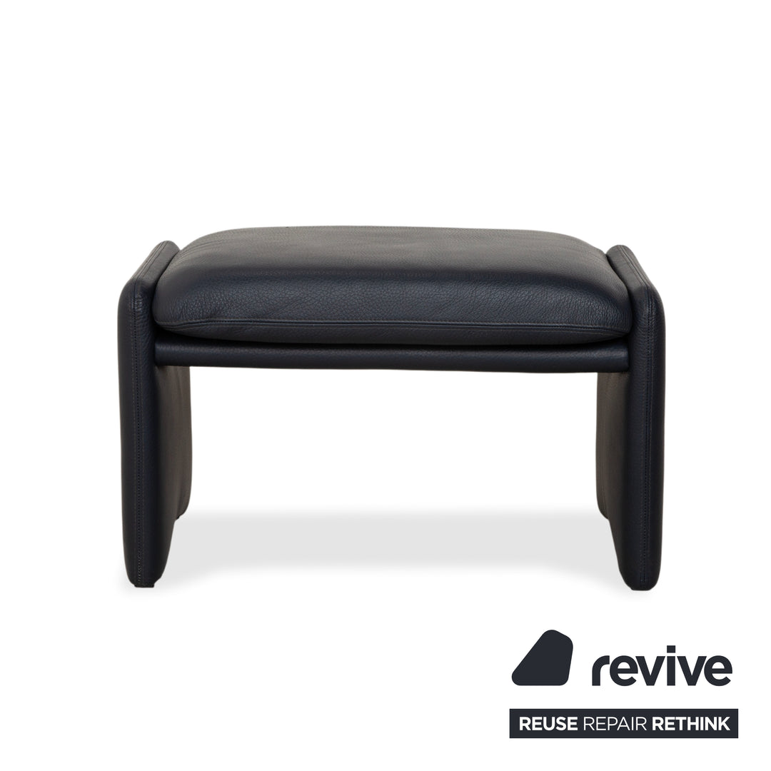 Fauteuil en cuir Erpo City, tabouret bleu marine, bleu foncé, à commande manuelle