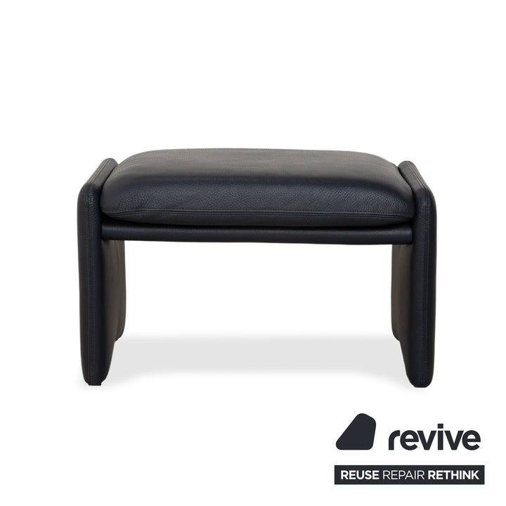 Fauteuil en cuir Erpo City, tabouret bleu marine, bleu foncé, à commande manuelle