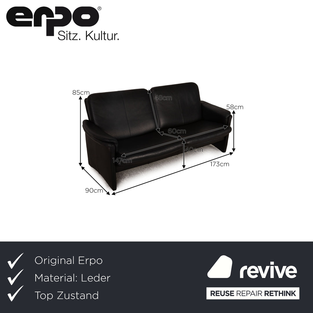 Erpo City  Leder Sofa Schwarz Zweisitzer Relaxfunktion Couch