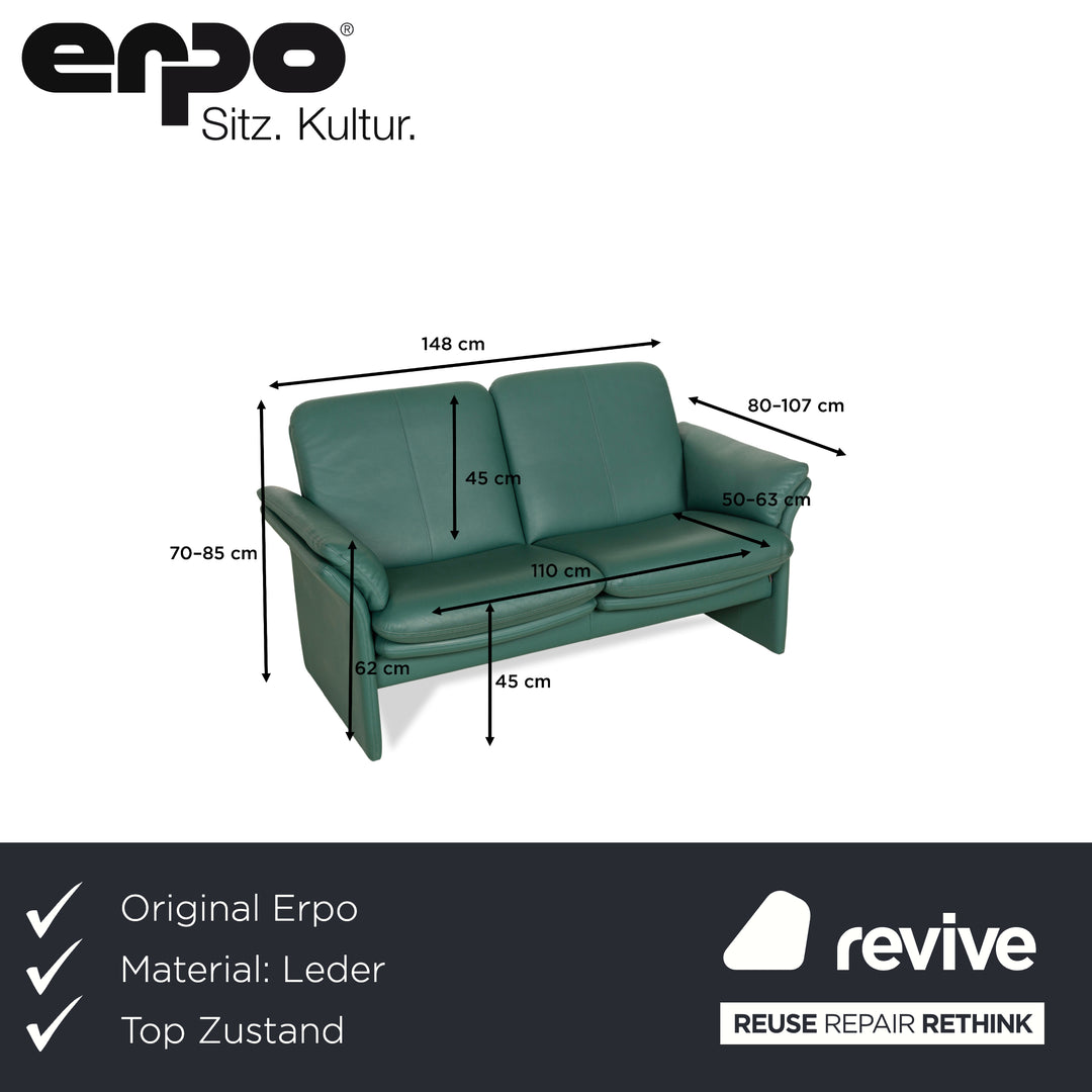 Erpo City Leder Zweisitzer Grün Sofa Couch manuelle Funktion
