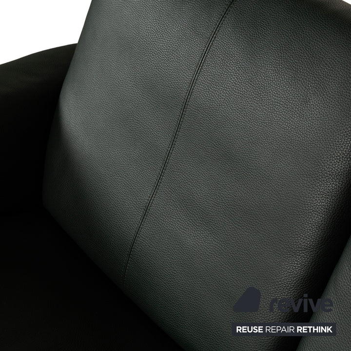 Erpo City Leather Two-Seater Green Sofa Couch Manual Function