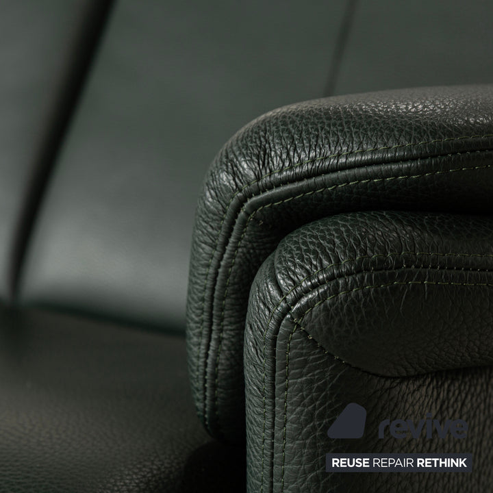 Canapé deux places en cuir vert Erpo City à fonction manuelle