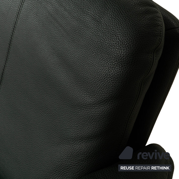 Canapé deux places en cuir vert Erpo City à fonction manuelle