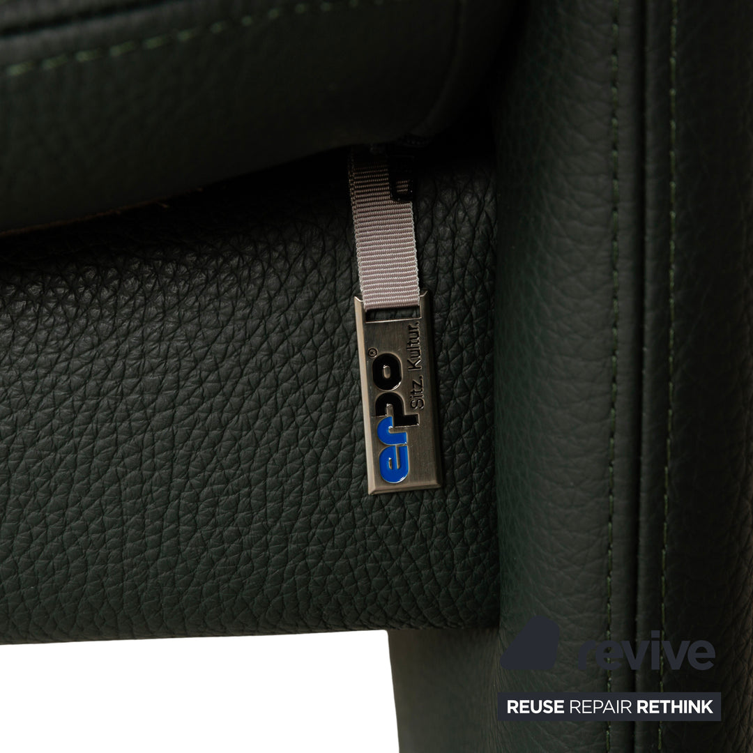 Canapé deux places en cuir vert Erpo City à fonction manuelle