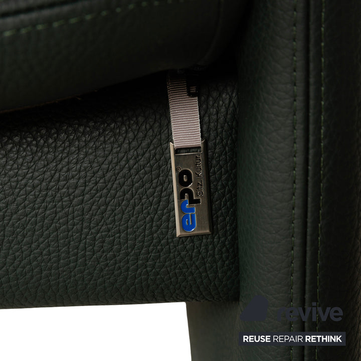 Canapé deux places en cuir vert Erpo City à fonction manuelle