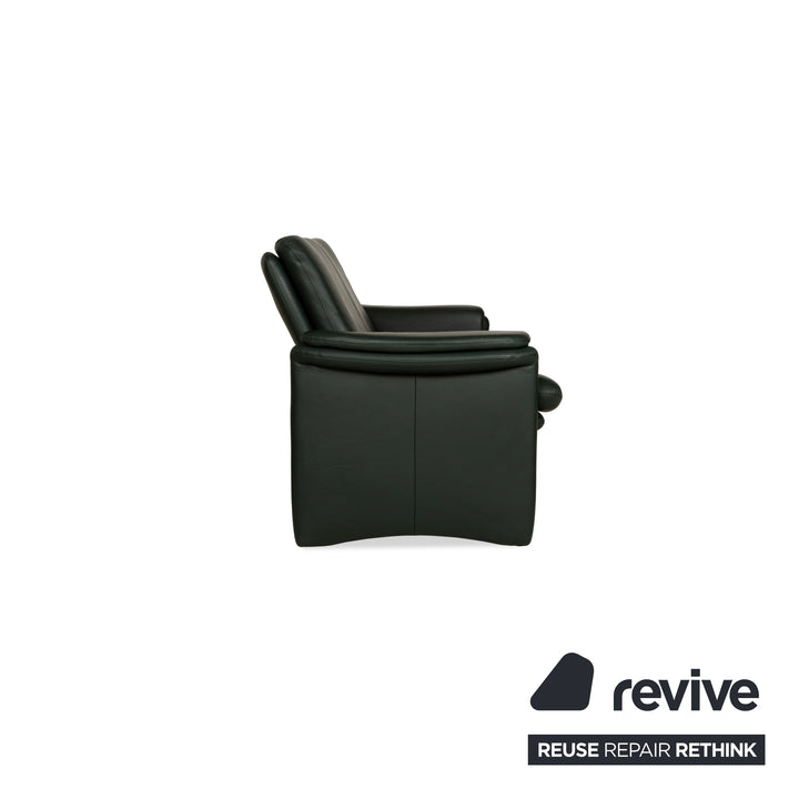 Erpo City Leather Two-Seater Green Sofa Couch Manual Function