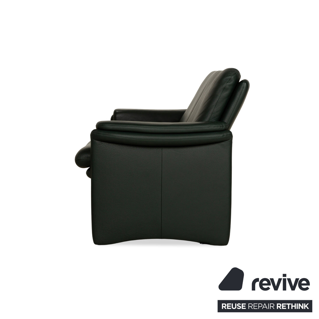 Erpo City Leather Two-Seater Green Sofa Couch Manual Function