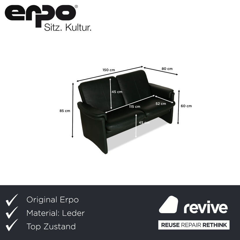Erpo City Leder Zweisitzer Grün Sofa Couch manuelle Funktion