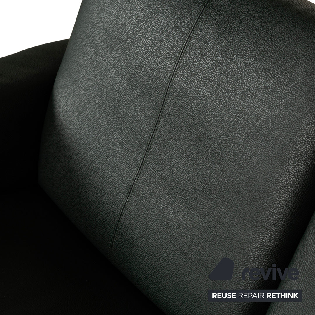 Erpo City Leather Two-Seater Green Sofa Couch Manual Function