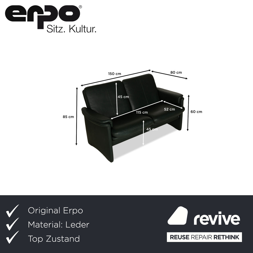 Erpo City Leder Zweisitzer Grün Sofa Couch manuelle Funktion