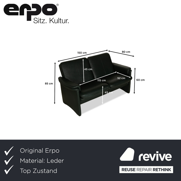 Erpo City Leder Zweisitzer Grün Sofa Couch manuelle Funktion