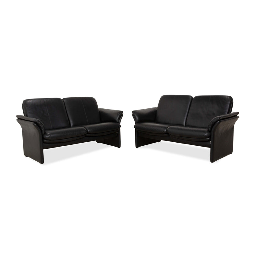 Erpo City Leather Two-Seater Black Sofa Couch manual function