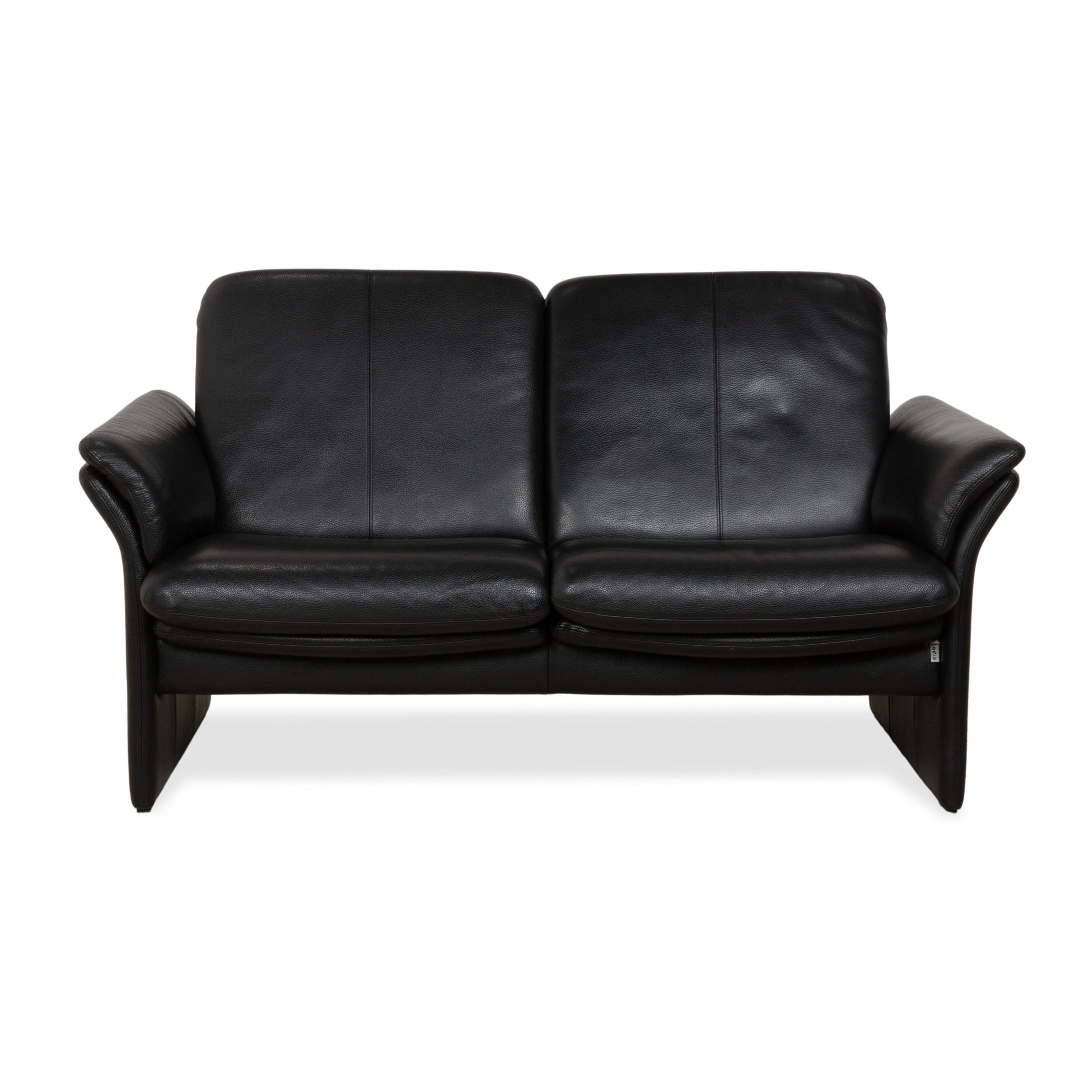 Erpo City Leder Zweisitzer Schwarz Sofa Couch manuelle Funktion