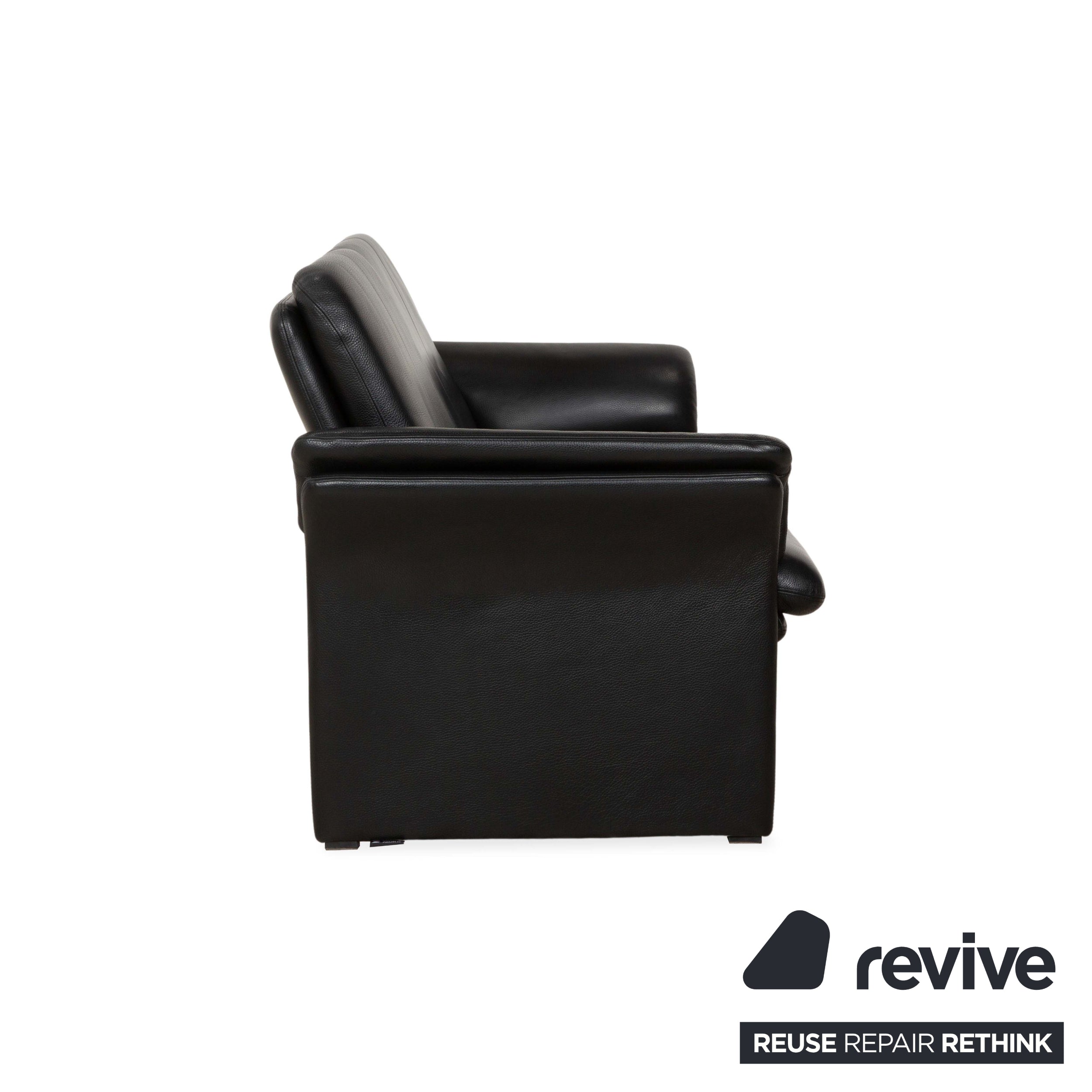 Erpo City Leather Two-Seater Black Sofa Couch manual function