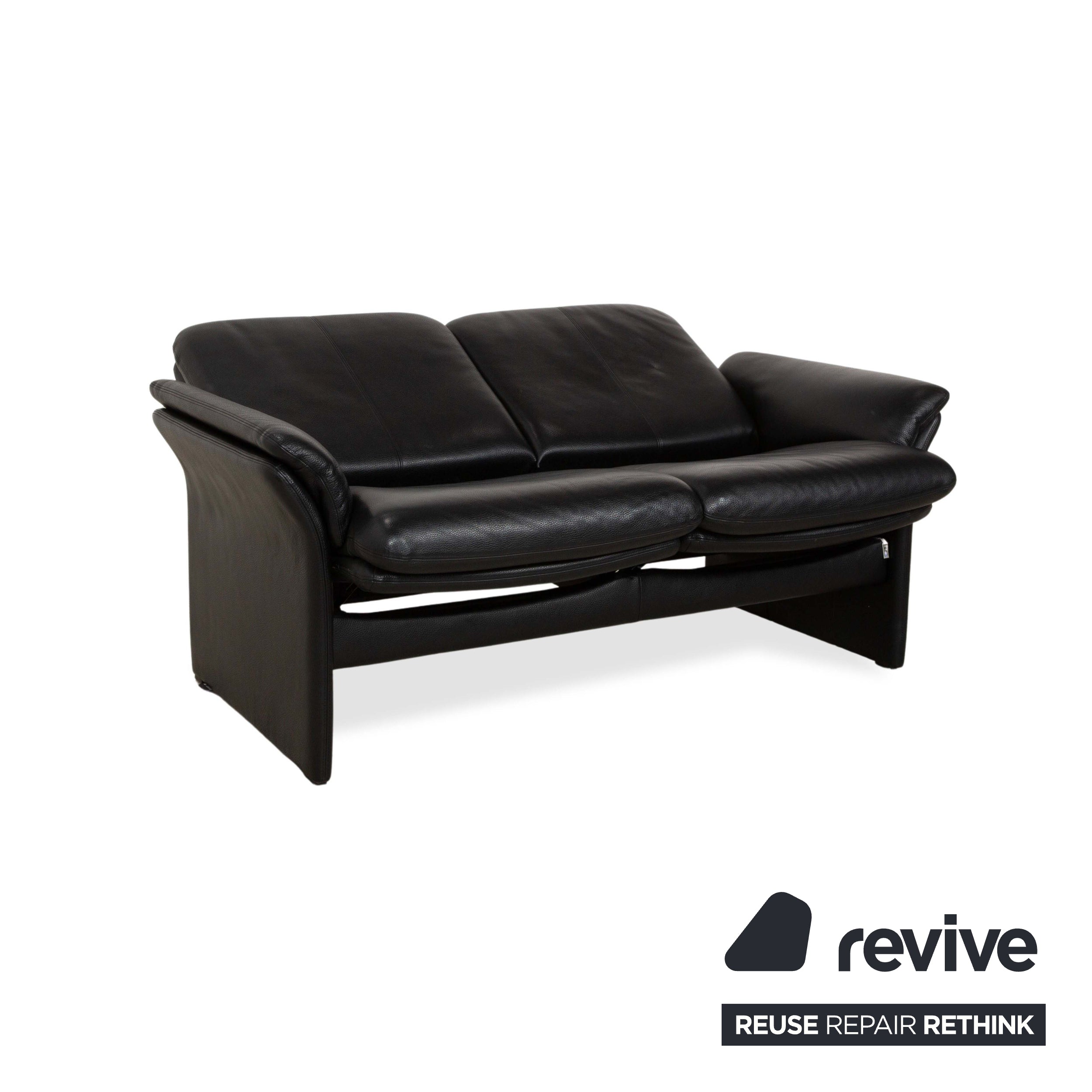 Erpo City Leather Two-Seater Black Sofa Couch manual function