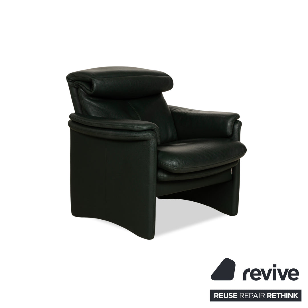 Erpo City Leder Zweisitzer + Sessel + Hocker Grün Sofa Couch manuelle Funktion